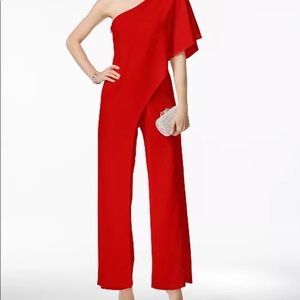 adrianna papell - flutter one shoulder jumpsuit